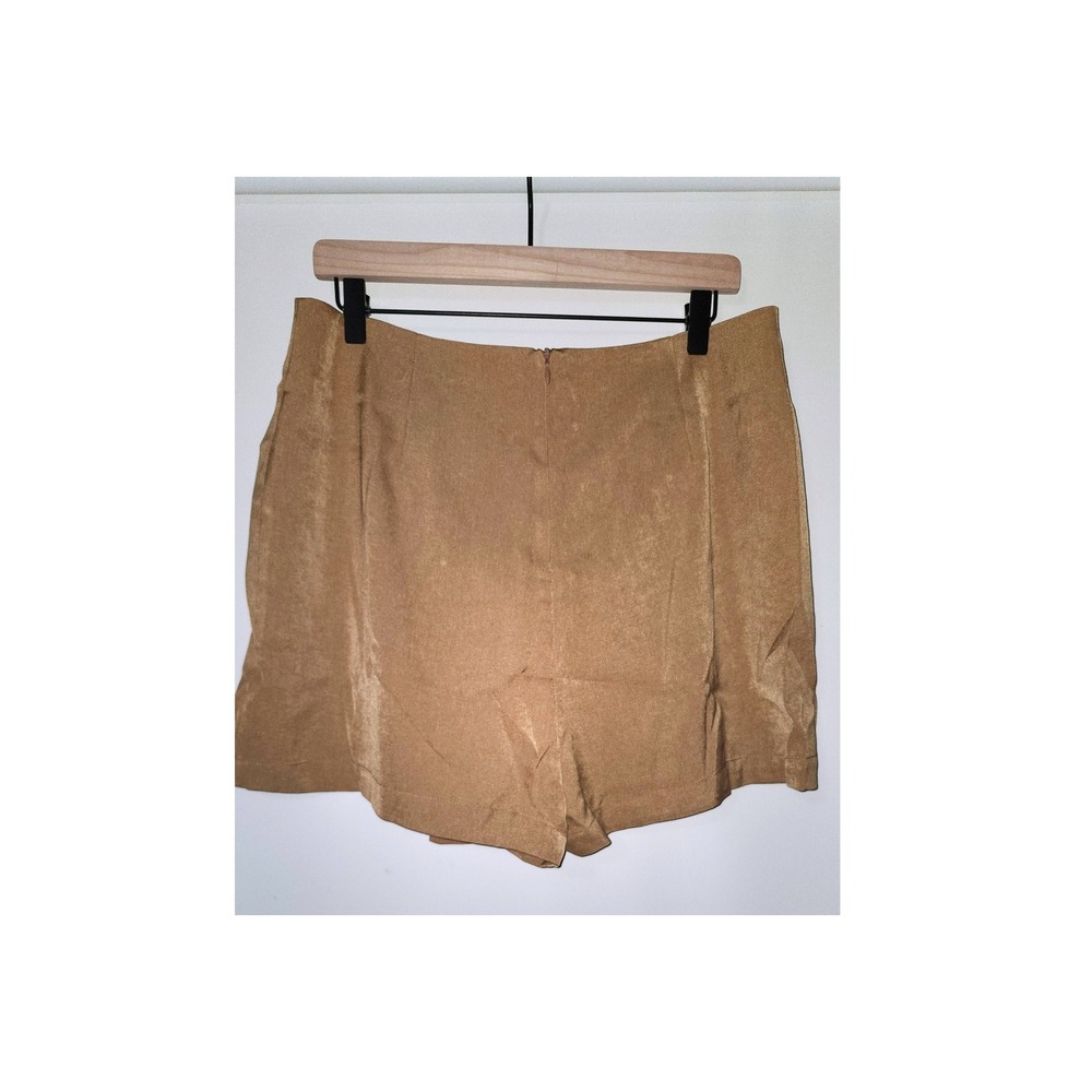 Lulus Brown Double Breasted Wrap Skort High Waisted Shorts NWT XL - Picture 2 of 5